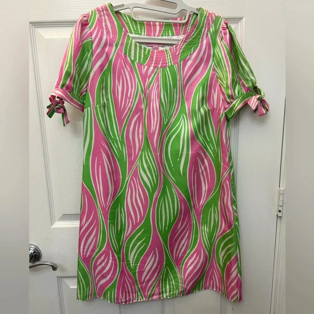 Lilly Pulitzer silk pink and green dress sz 6